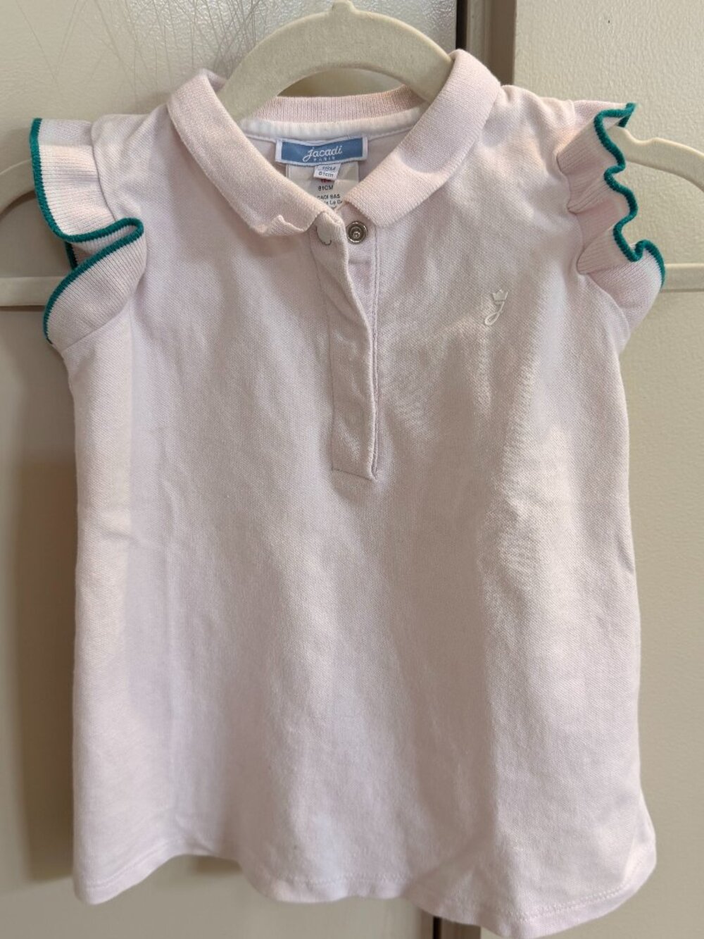Jacadi Paris Pink Polo Dress Flutter Sleeve Girls 18M